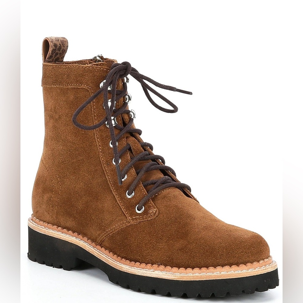 New Dolce Vita - Avena Womens Tan Leather Ankle Combat & Lace-up Boots Size 9